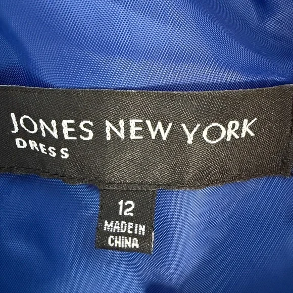 Jones New York Sleeveless Cobalt Blue Pleated Midi Dress with jewelled collar - Picture 4 of 10